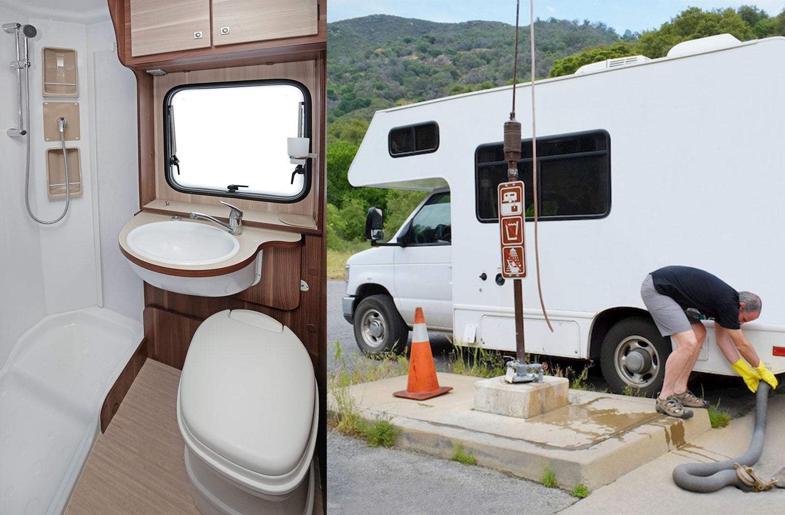 Portable RV/camper toilet and holding tank setup in Alexandria, Minnesota